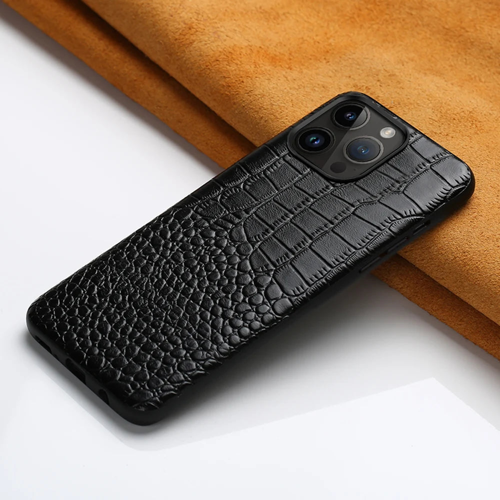 Genuine Leather iPhone Case for Apple iPhone 14 13 12 11 Pro Max Mini X XR XS 6S 7 8 SE 2020 Back Cover - The Eggy's store
