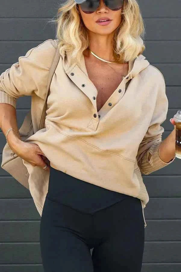 Casual Loose White Women Sweatshirt V-neck Hooded Batwing Sleeve Hoodie Top For Women Pullovers