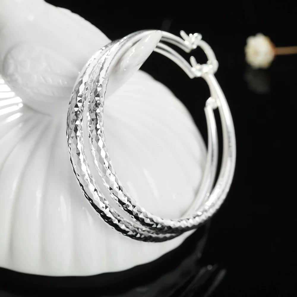 925 Sterling Silver Hoop Earrings 5CM Circle Hoops for Women - Fashion Jewelry for Weddings and Holidays - The Eggy's store