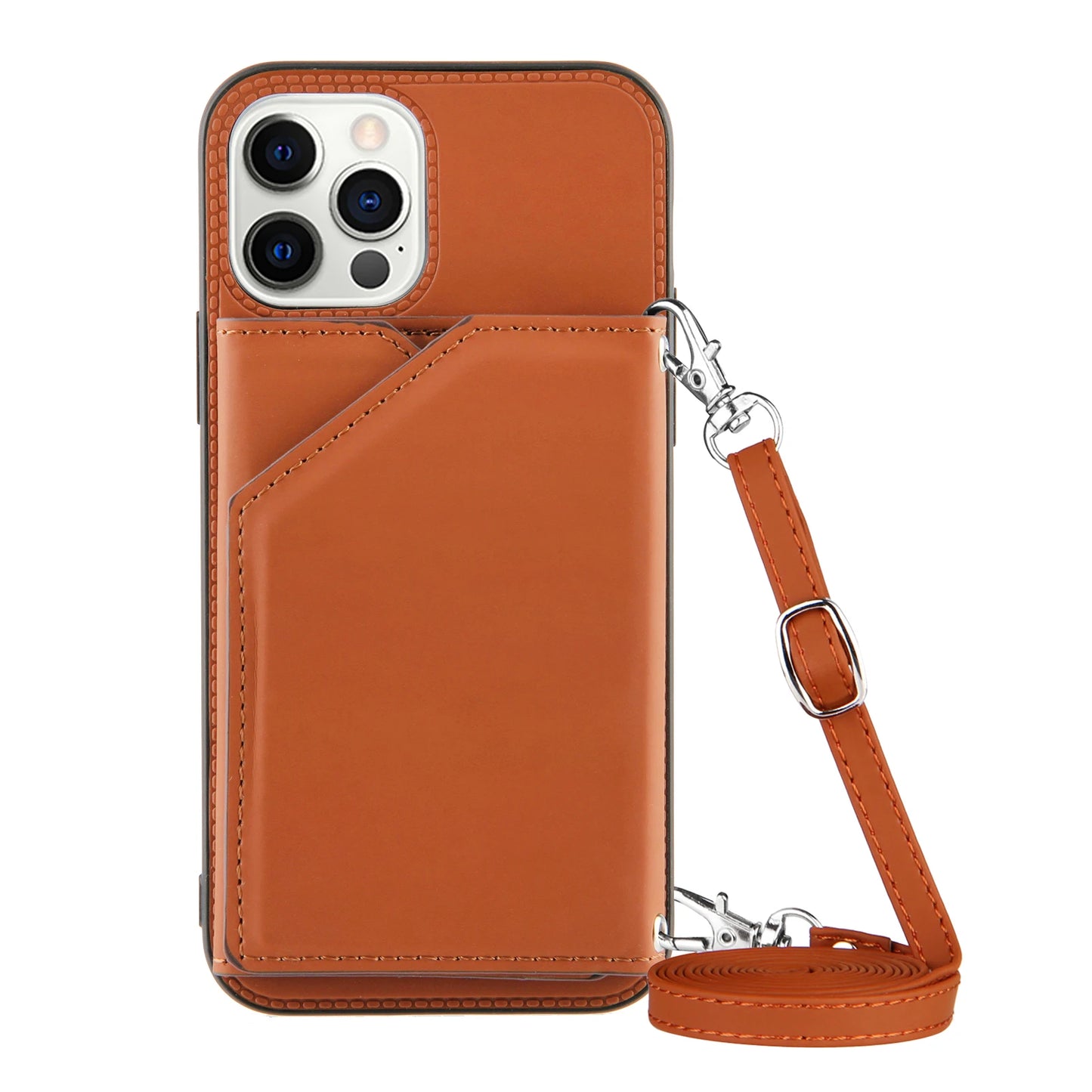 Lanyard Leather Phone Case for iPhone 13 12 11 Pro Max XS MAX XR X 7 8 Plus with Card Slot and Wallet Cover - The Eggy's store