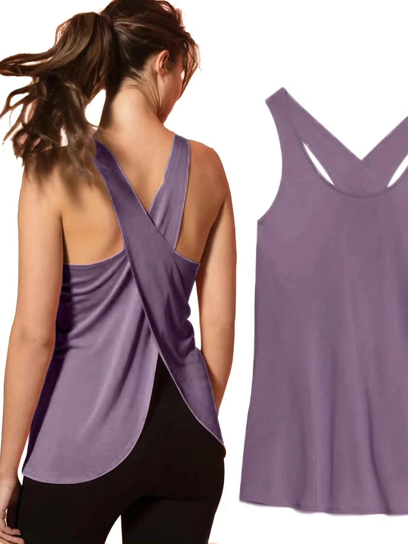 Women's Solid Wrap Back Sports Tank Top