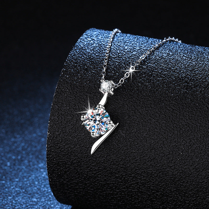 S925 Sterling Silver Moissanite Necklace Clavicle Chain - The Eggy's store