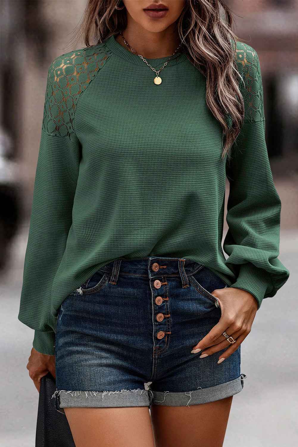 Lace Textured Pullover Women's Blouse