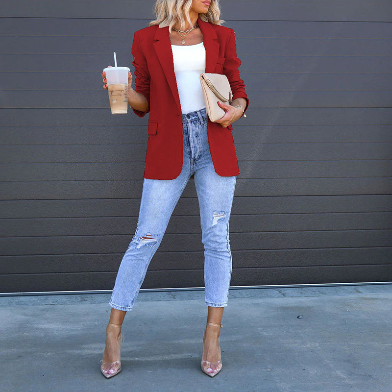 Womens Casual Blazers Open Front Long Sleeve Work Office Suit Jackets Blazer - The Eggy's store