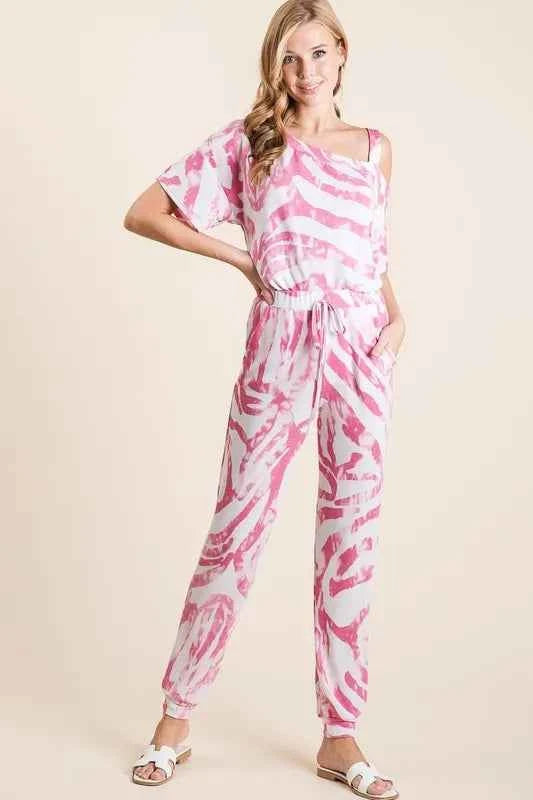 BiBi Zebra Print French Terry Top and Pants Set
