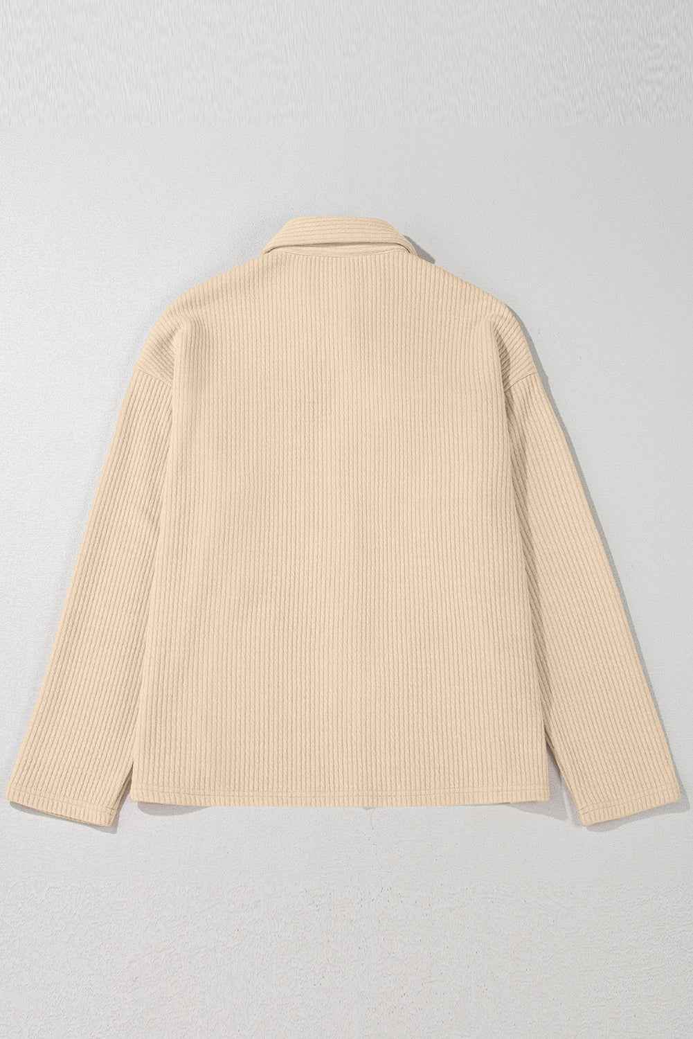 Solid Corduroy Button-Up Long Sleeve Jacket