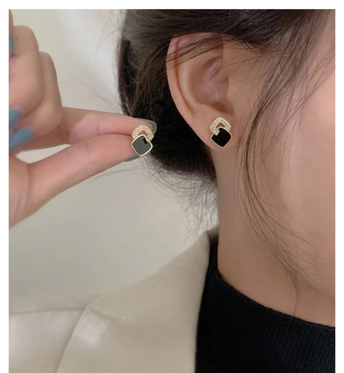 Women's Cross Black Small Square Earrings Versatile Gift - The Eggy's store