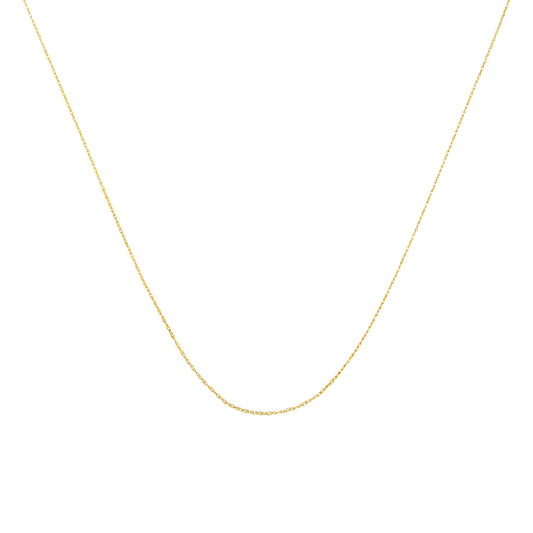 Solid 10K Yellow Gold 0.5mm Slim and Dainty Unisex 18" Rope Chain Necklace
