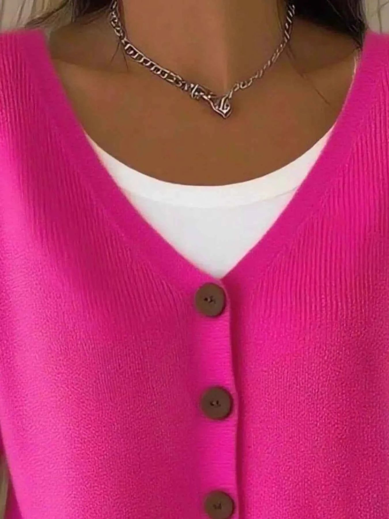 Full Size V-Neck Button-Down Knit Sweater Plus Size