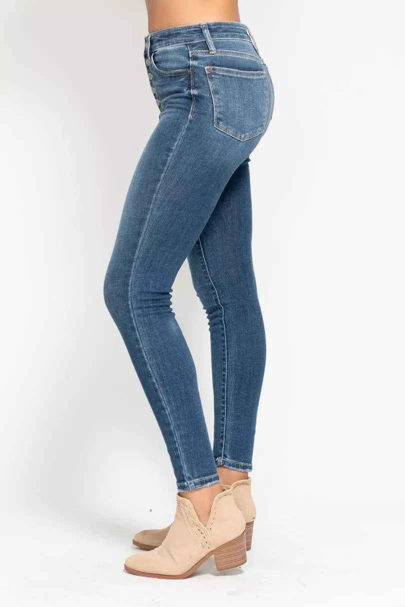 Judy Blue Full Size High Rise Button Fly Skinny Jeans Plus Size
