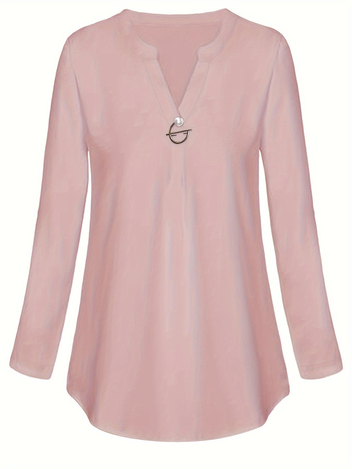 Women's Pearl Button Blouse - Long Sleeved Casual Versatile Top - The Eggy's store