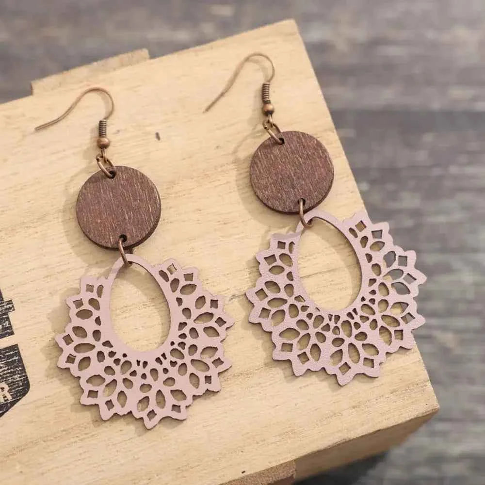 Boho Mandala Geometric Cutout Dangle Earrings