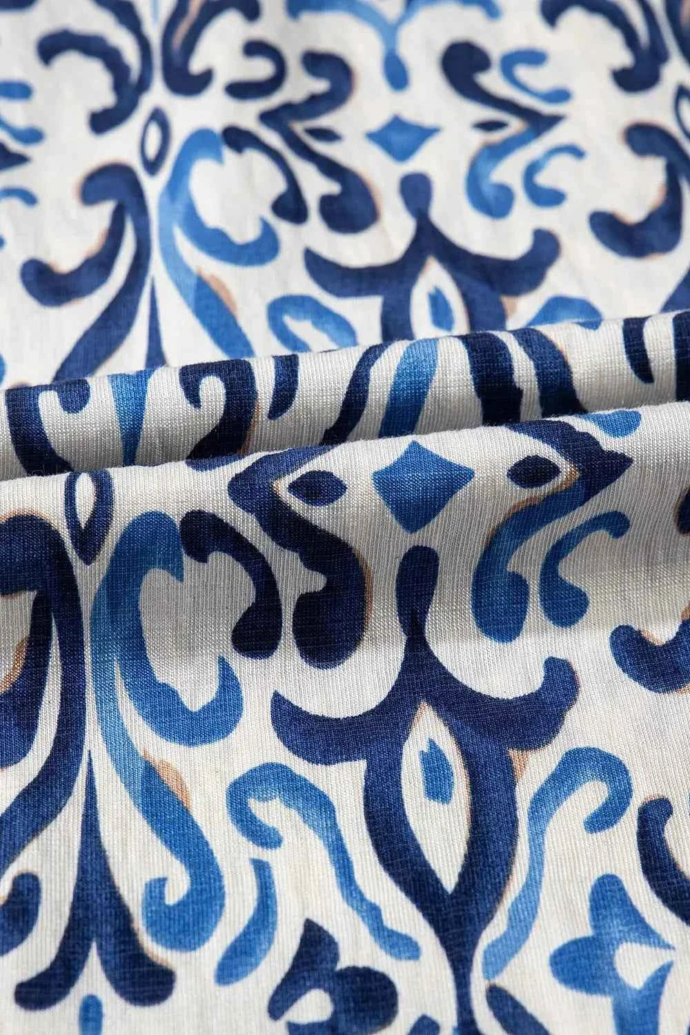 Smocked Printed Square Neck Boho Tiered Midi Dress