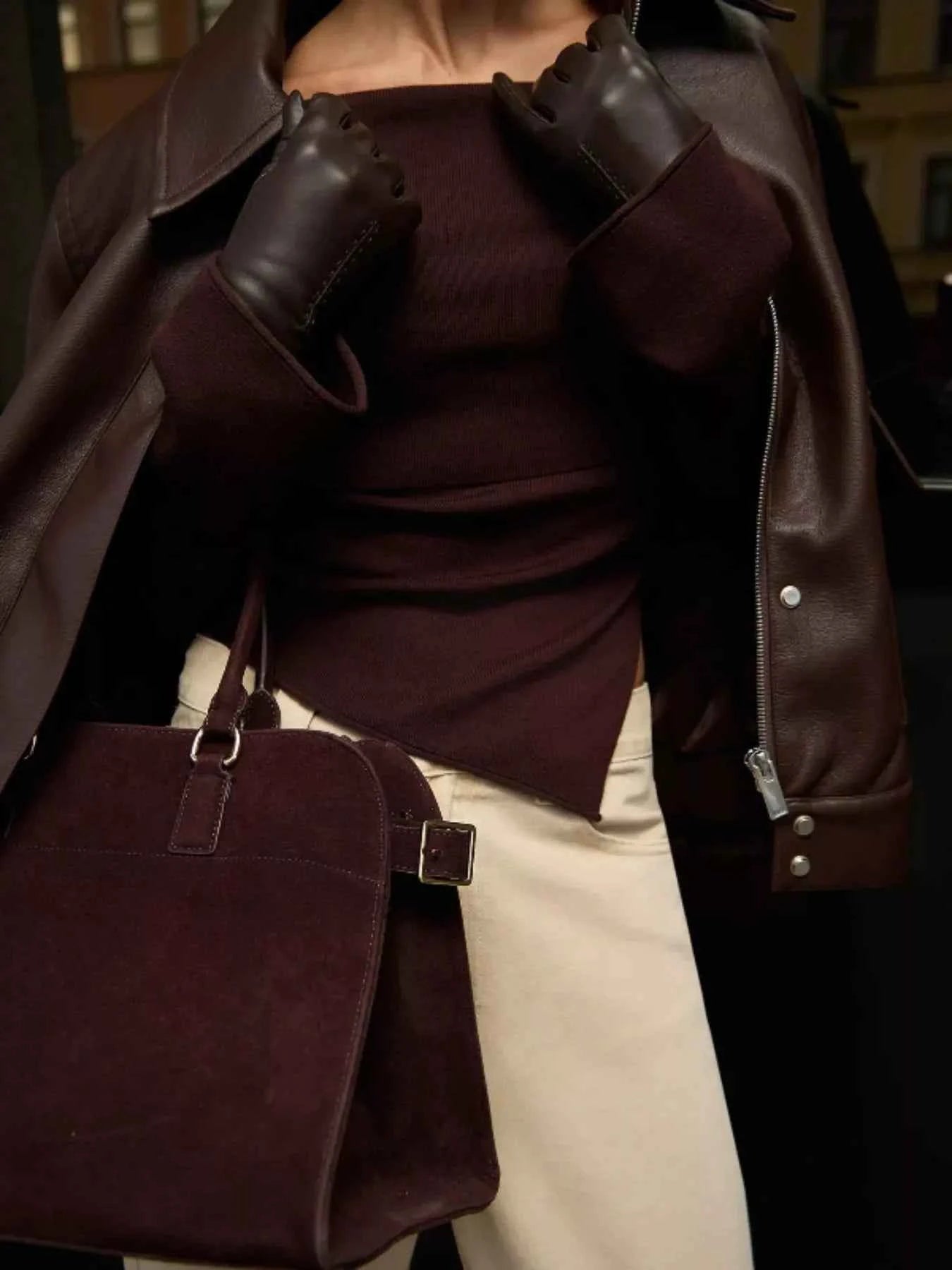 Asymmetrical Hem Off Shoulder Long Sleeve Knit Top