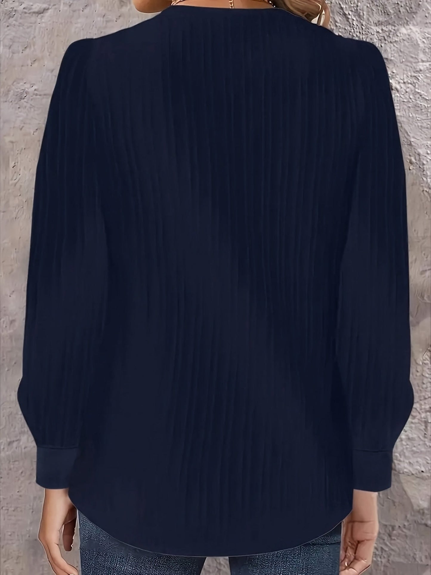 Plus Size Chic V-Neck Blouse with Decorative Buttons