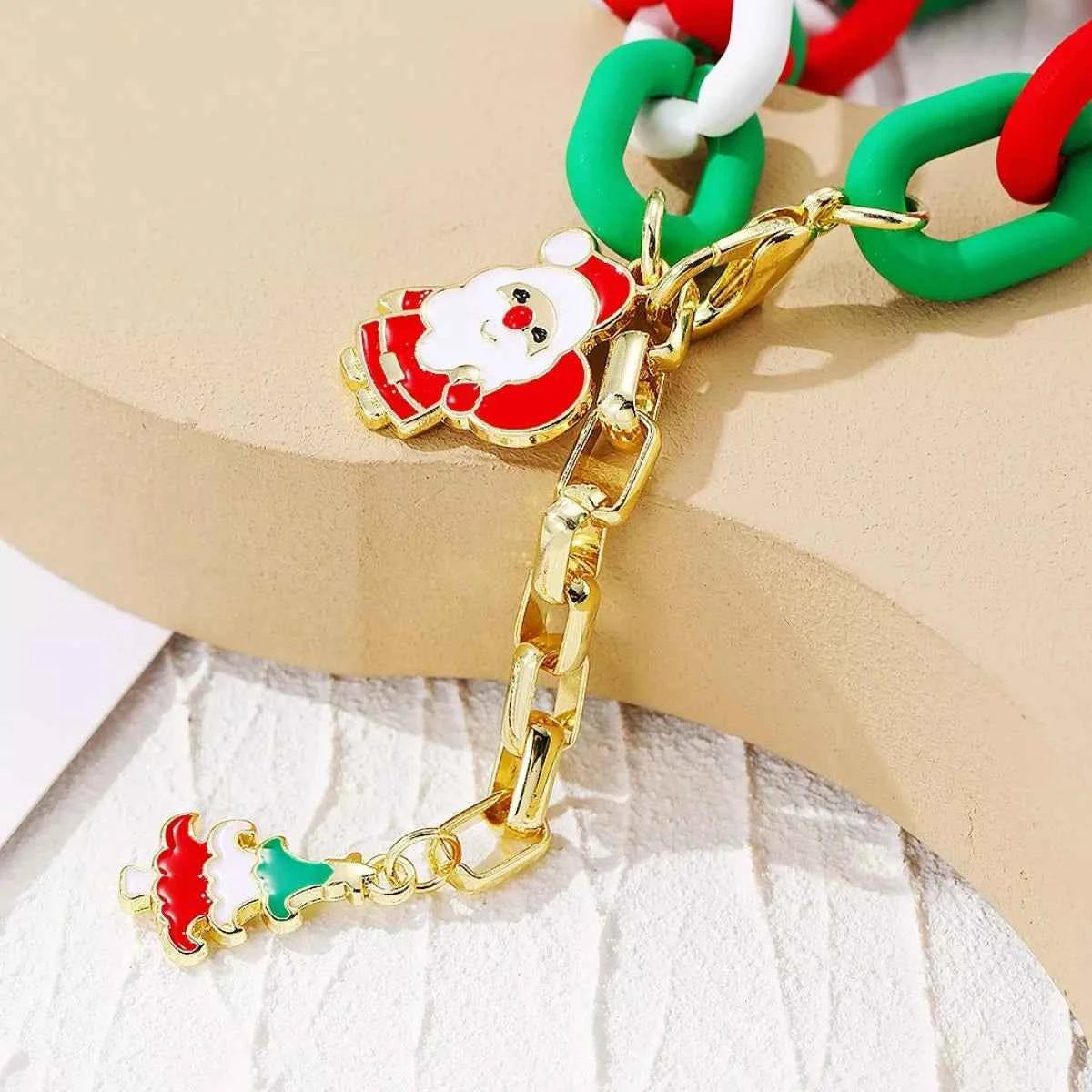Christmas Festive Chain Link Bracelet with Santa Charm