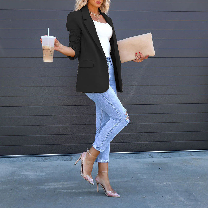 Womens Casual Blazers Open Front Long Sleeve Work Office Suit Jackets Blazer - The Eggy's store