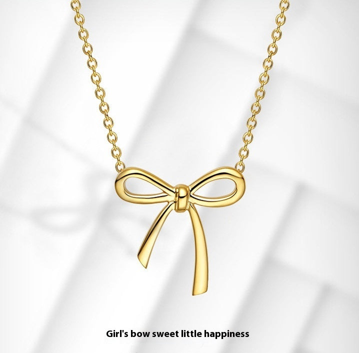 Bow Pendant Necklace with Clavicle Chain - The Eggy's store