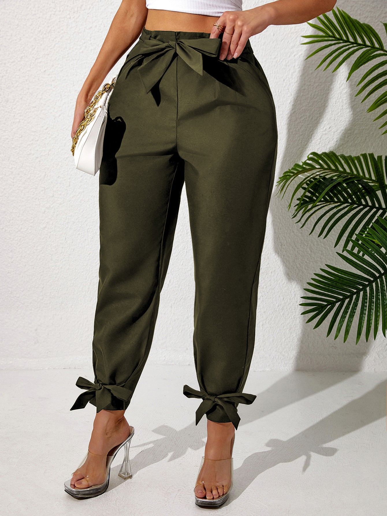 Plus Size Casual Pants with Ankle Strap for Women - The Eggy's store