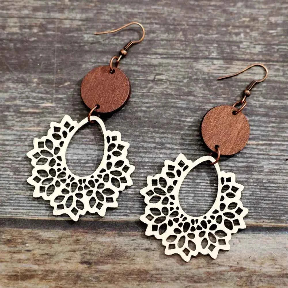 Boho Mandala Geometric Cutout Dangle Earrings