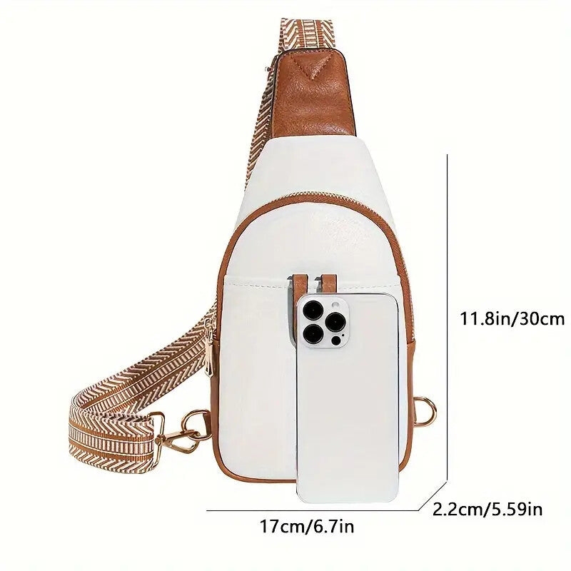 Leather Sling Bag for Women - Crossbody Fanny Pack, Adjustable Strap Chest Bag in Beige Brown - The Eggy's store