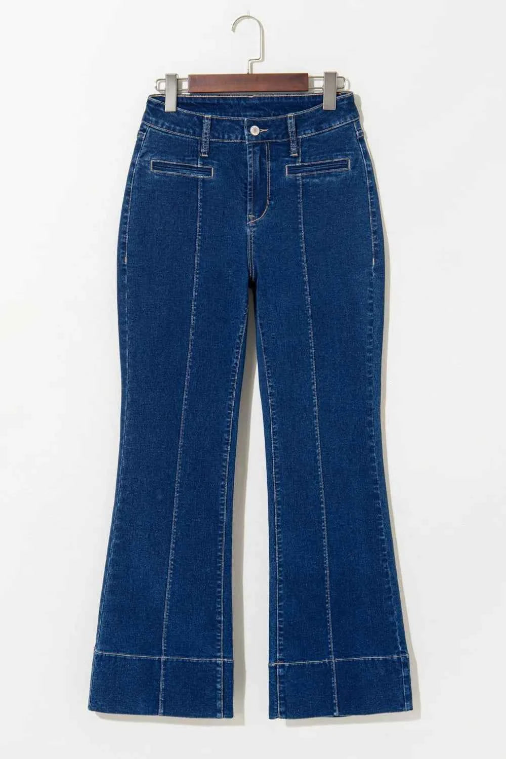 Center Seam Deep Wash Straight Jeans