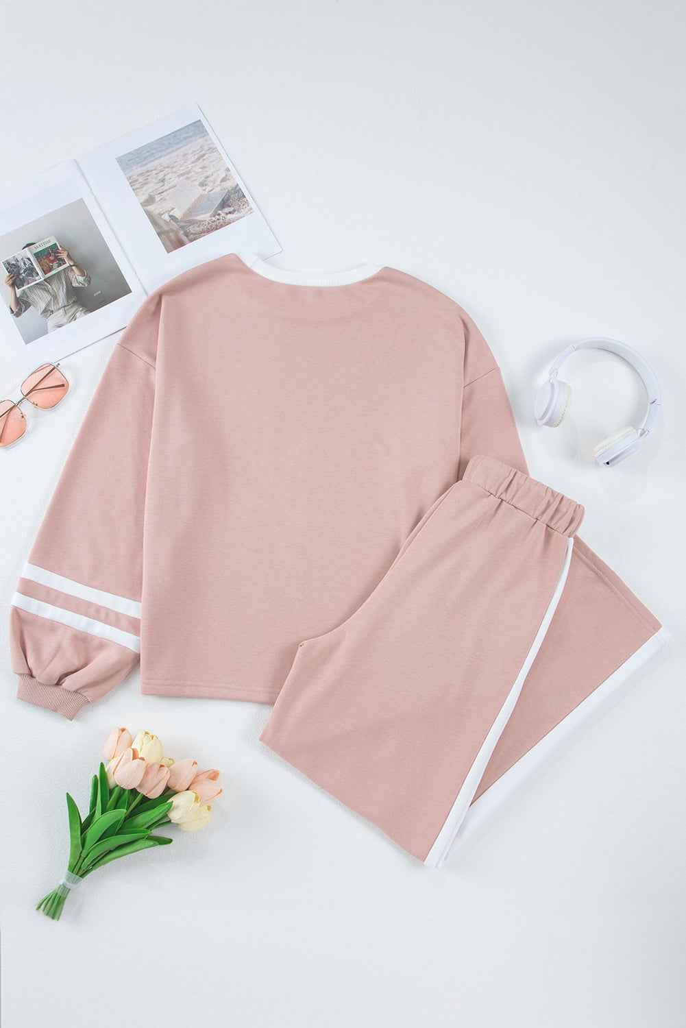 Varsity Stripe Patchwork Pullover and Pant Set