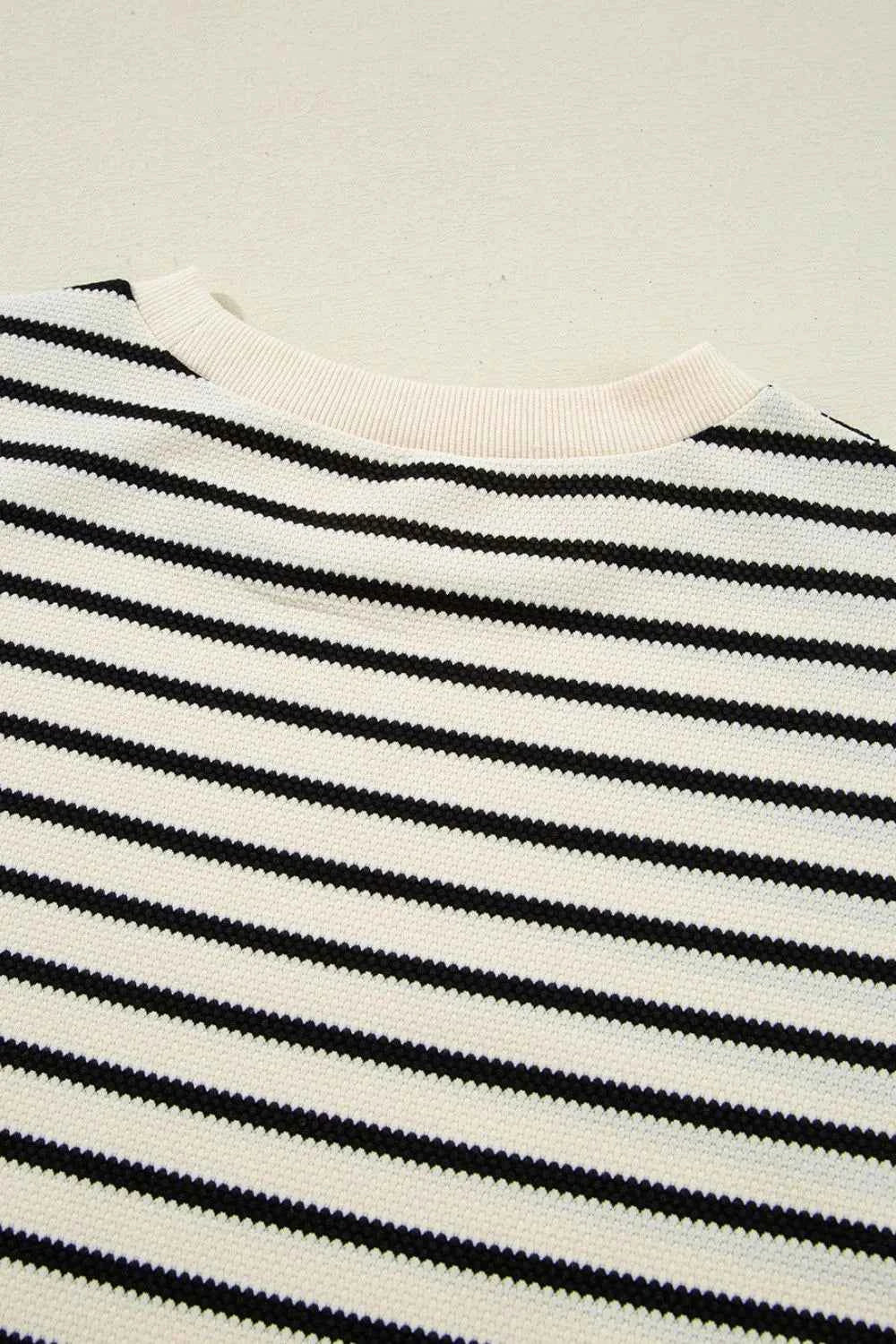 Striped Round Neck Ruffle Sleeve Blouse