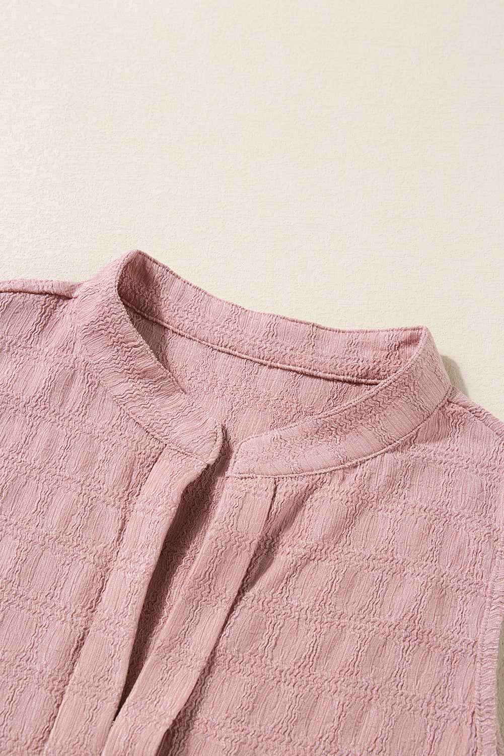 Sea Green Textured Split V Neck Sleeveless Shirt