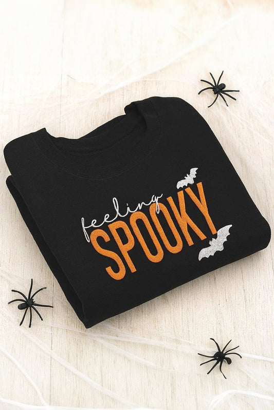 Feeling Spooky Embroidered Drop Shoulder Sweatshirt