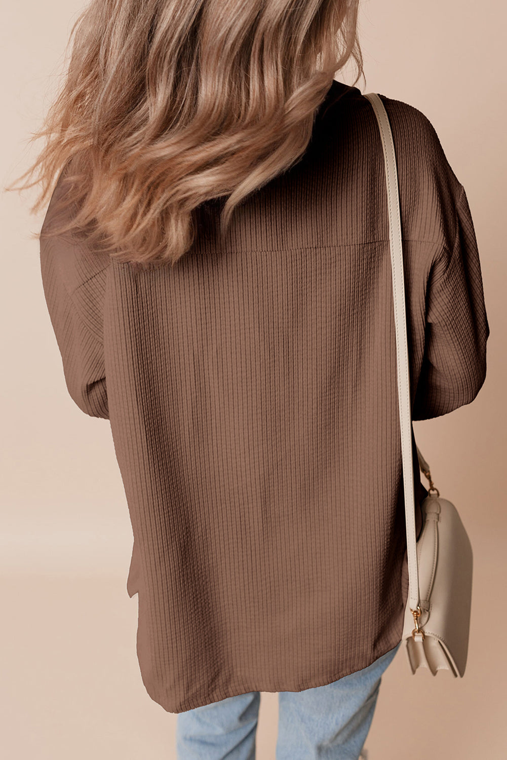 Solid Corduroy Button-Up Pocketed Shacket