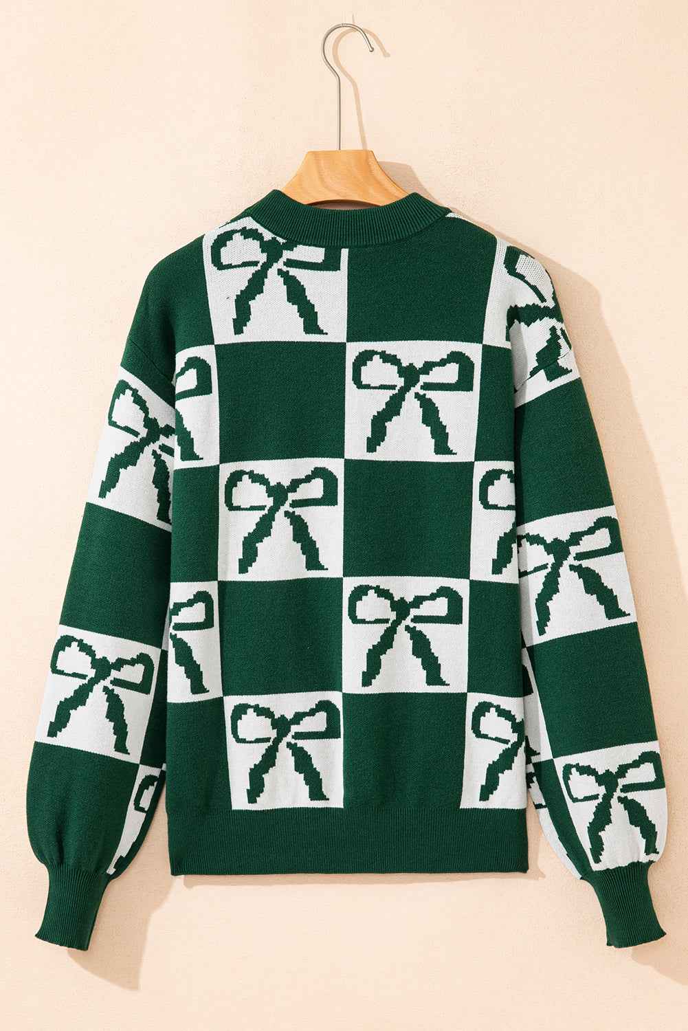 Checker Bow Crewneck Sweater