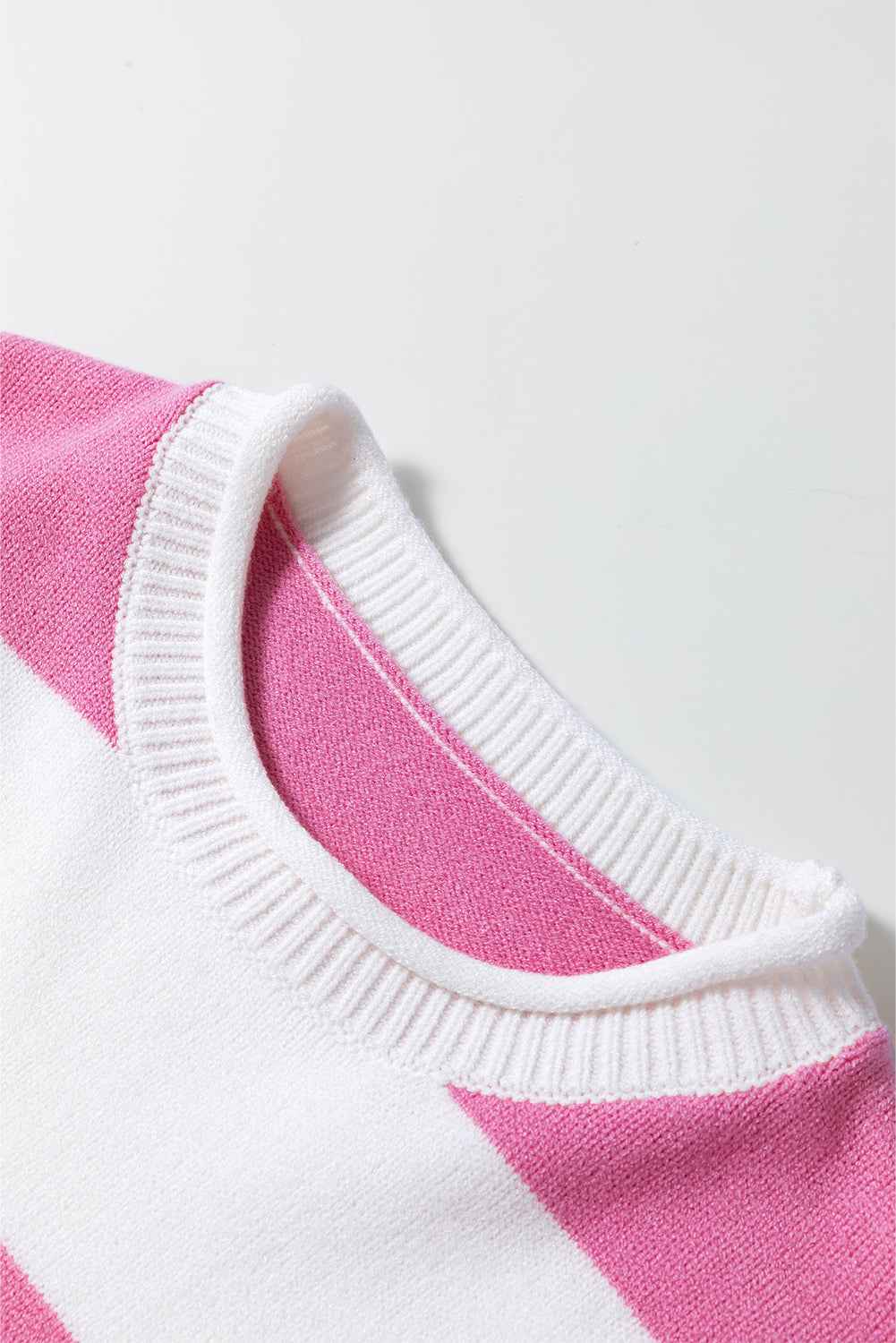 Stripe Knit Dropped Short Sleeve Sweater