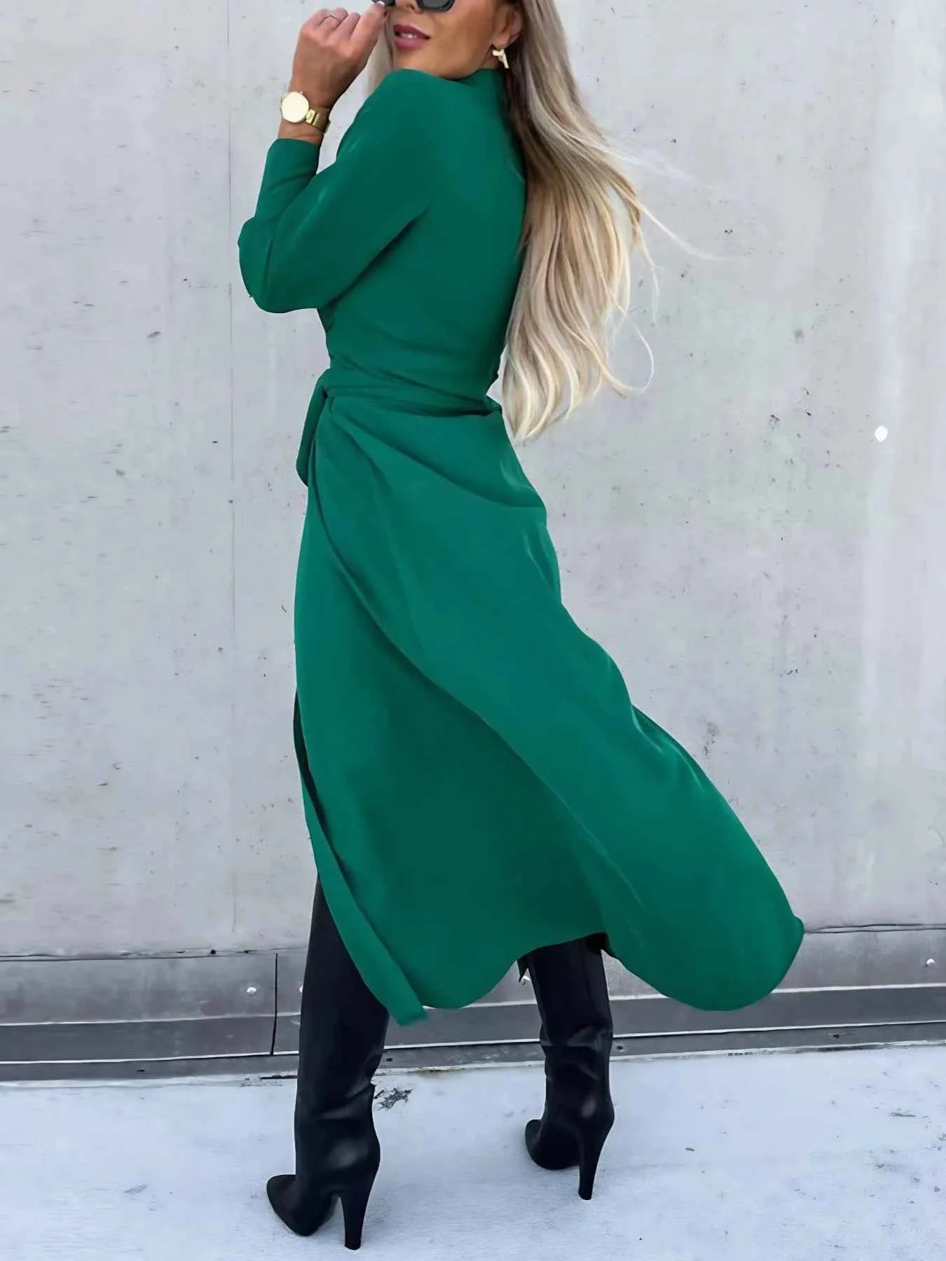 Button Front Long Sleeve Shirt Dress