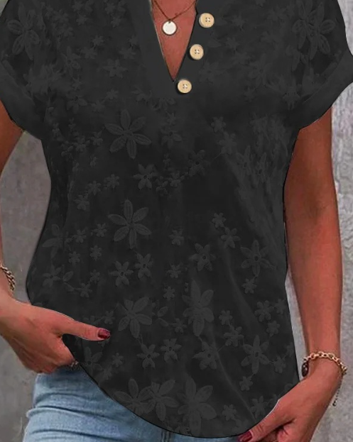 Ellen Floral Print Short Sleeve Blouse