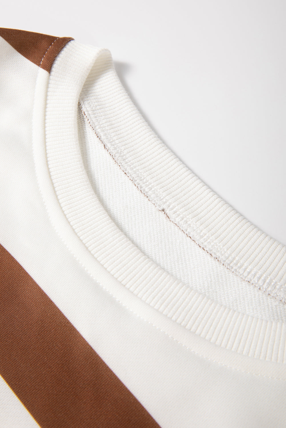 Light French Beige Striped Drop Shoulder Pullover and Joggers Set - The Eggy's store