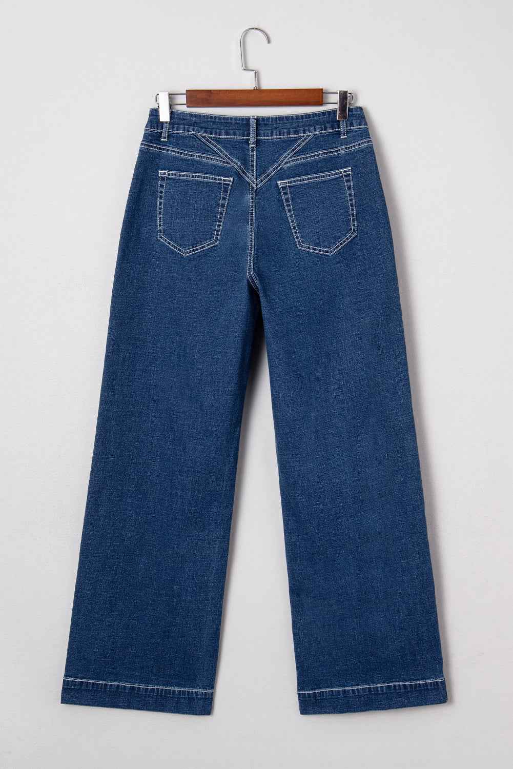 Denim Stitch High-Waist Cuff Jeans
