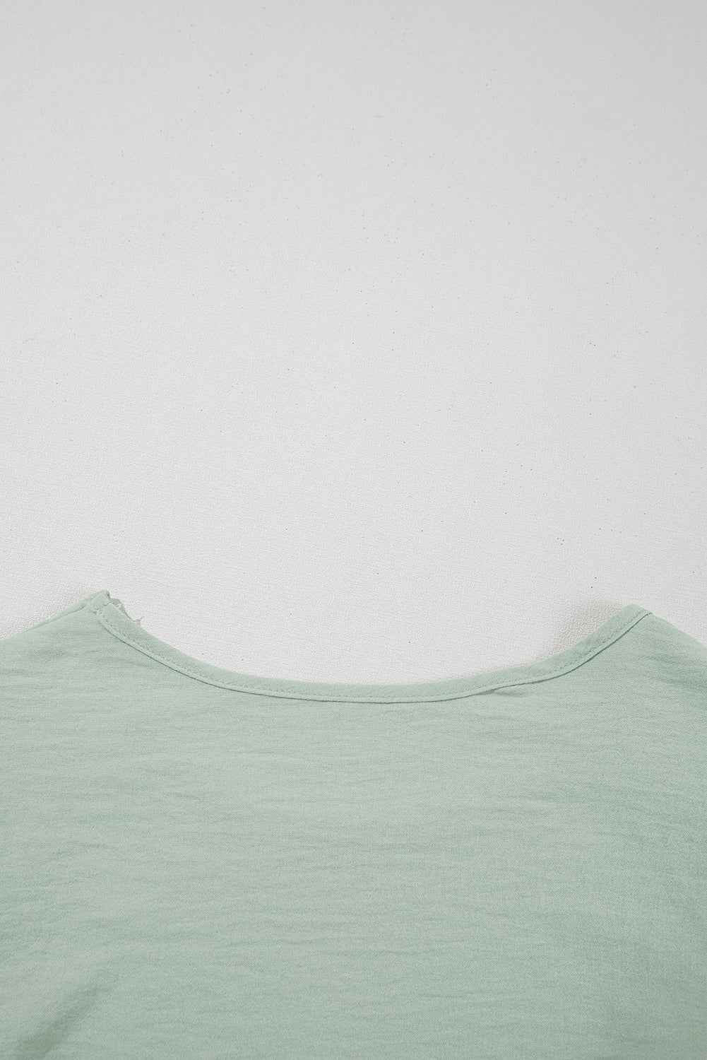 Clearly Aqua Solid Color Ruffle Sleeve Crinkled Blouse