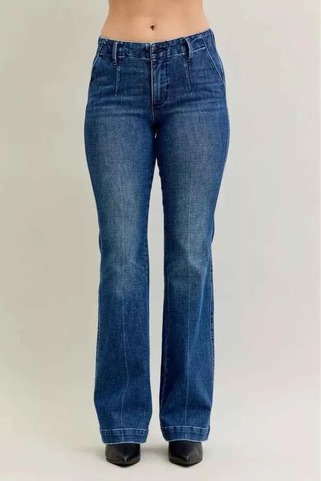 Judy Blue Full Size Mid Rise Bootcut Jeans with Welt Pockets Plus Size