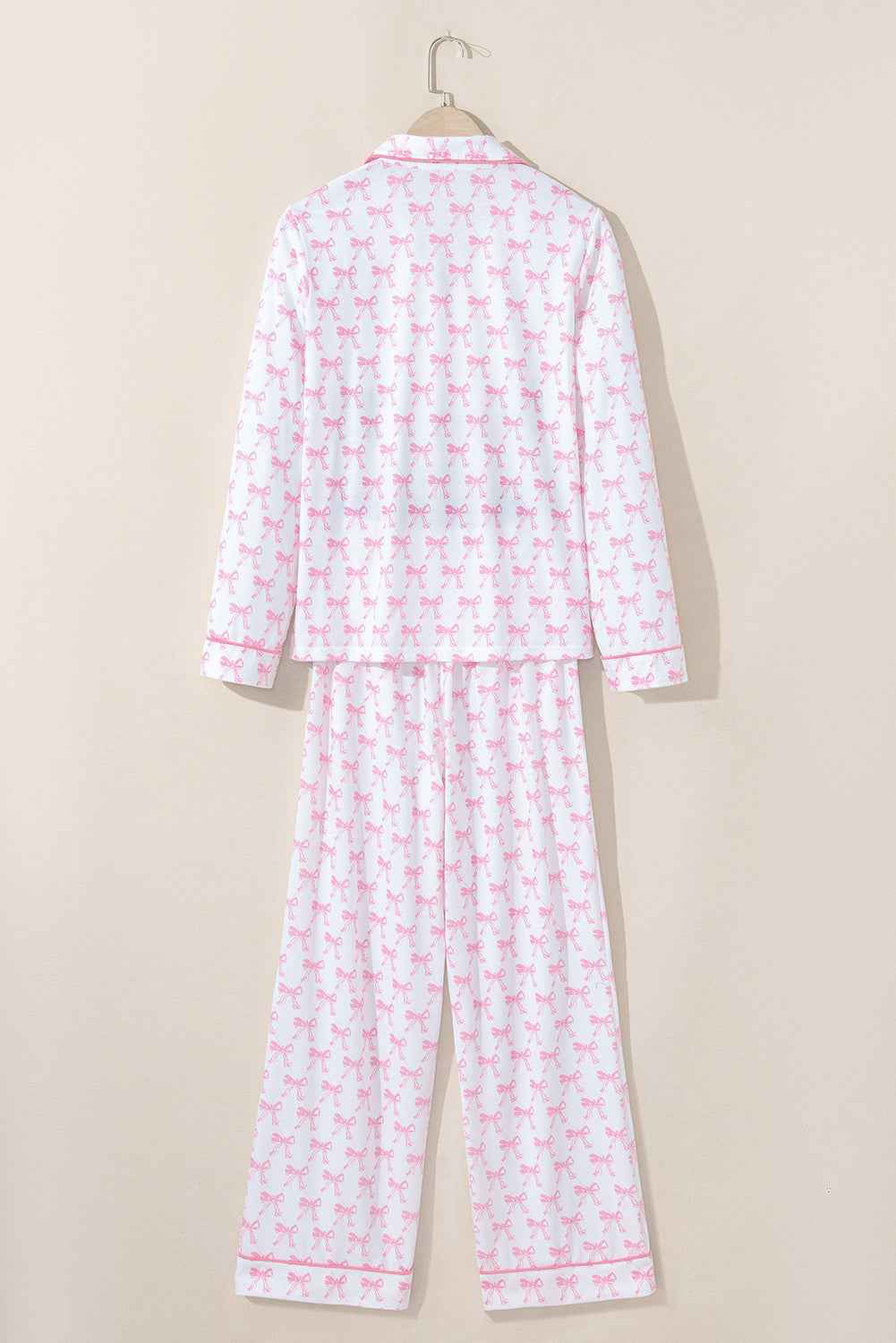 Bow Shirt and Pants Pajama Set