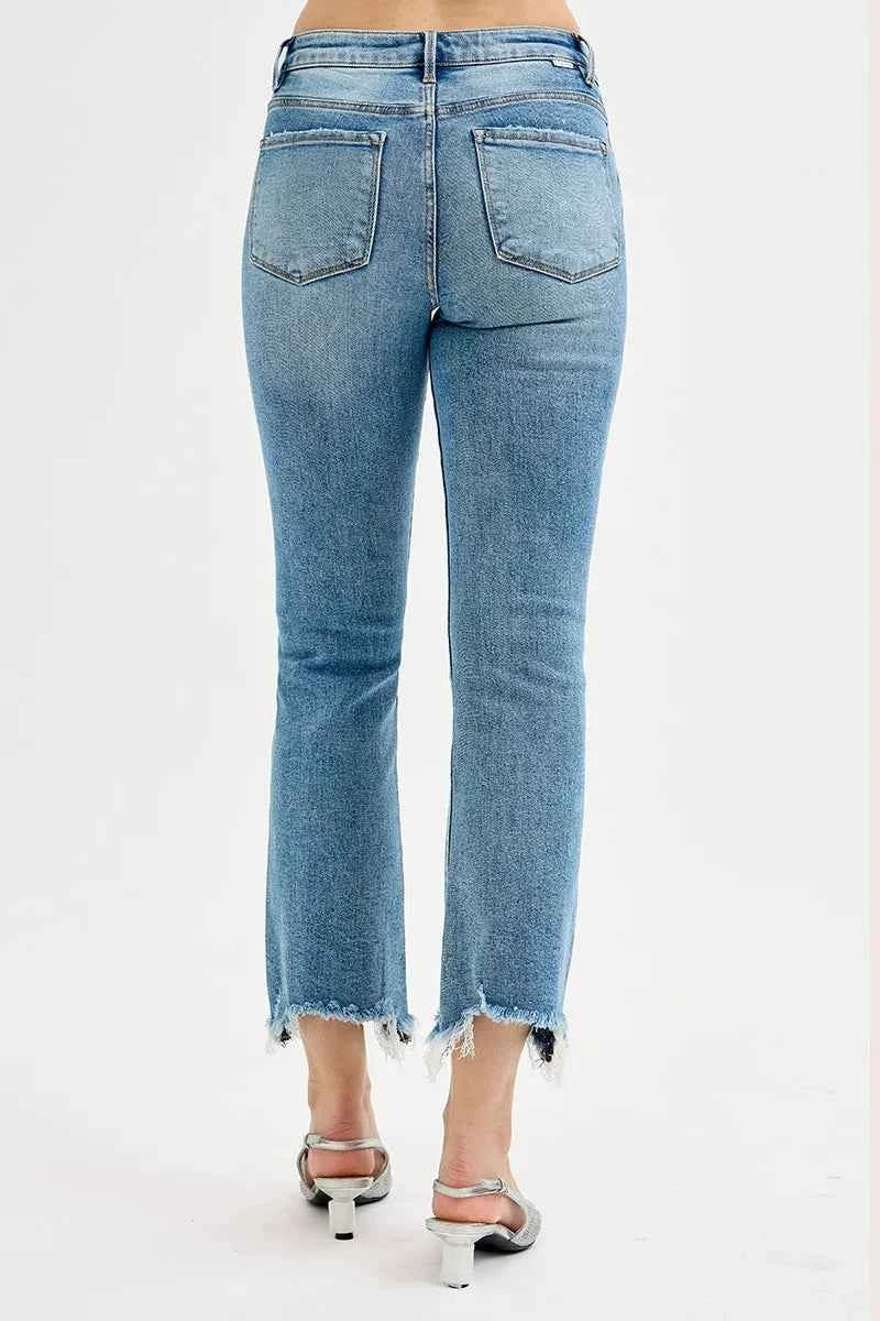 RISEN Full Size High Rise Crop Straight Slim Jeans Plus Size