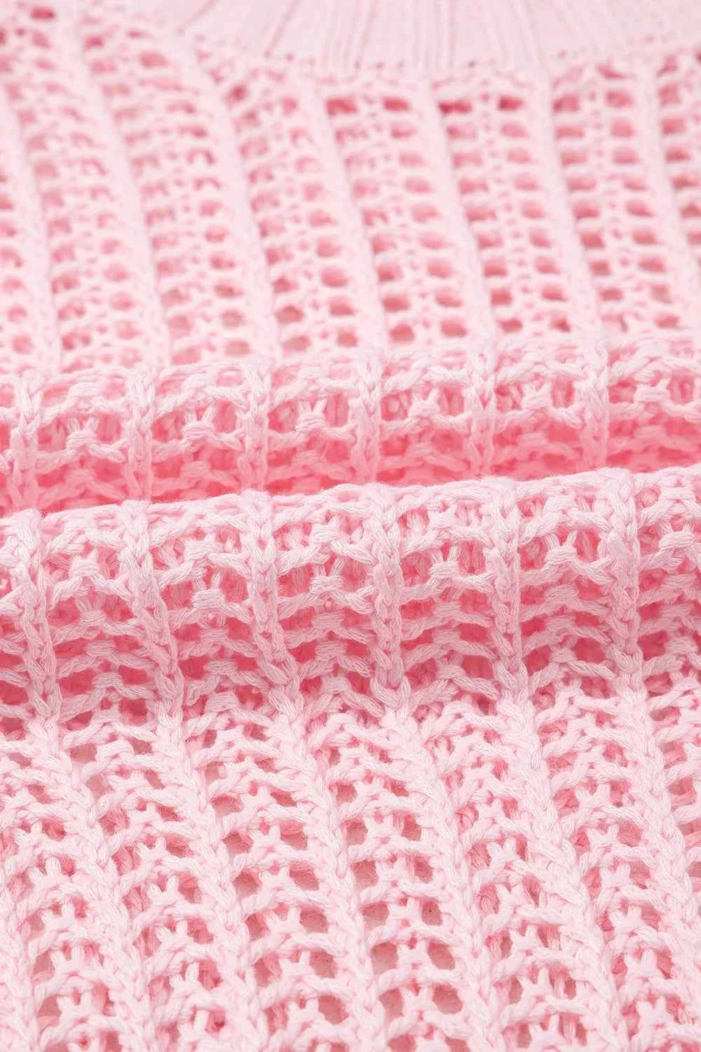 Hollow-out Crochet Side Tied Short Sleeve Knit Cover Up