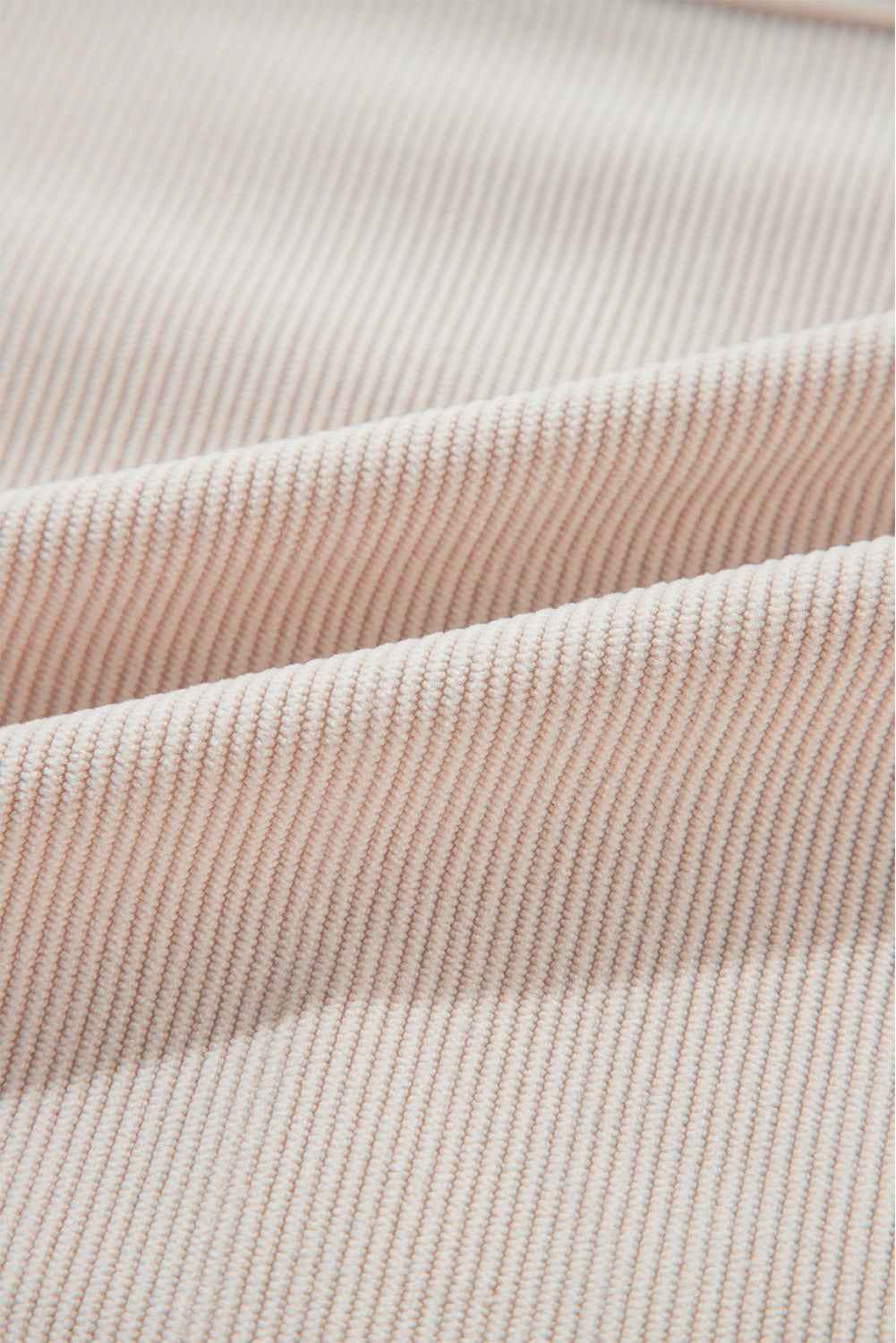 Solid Corduroy Zip-Up Pocketed Hooded Jacket