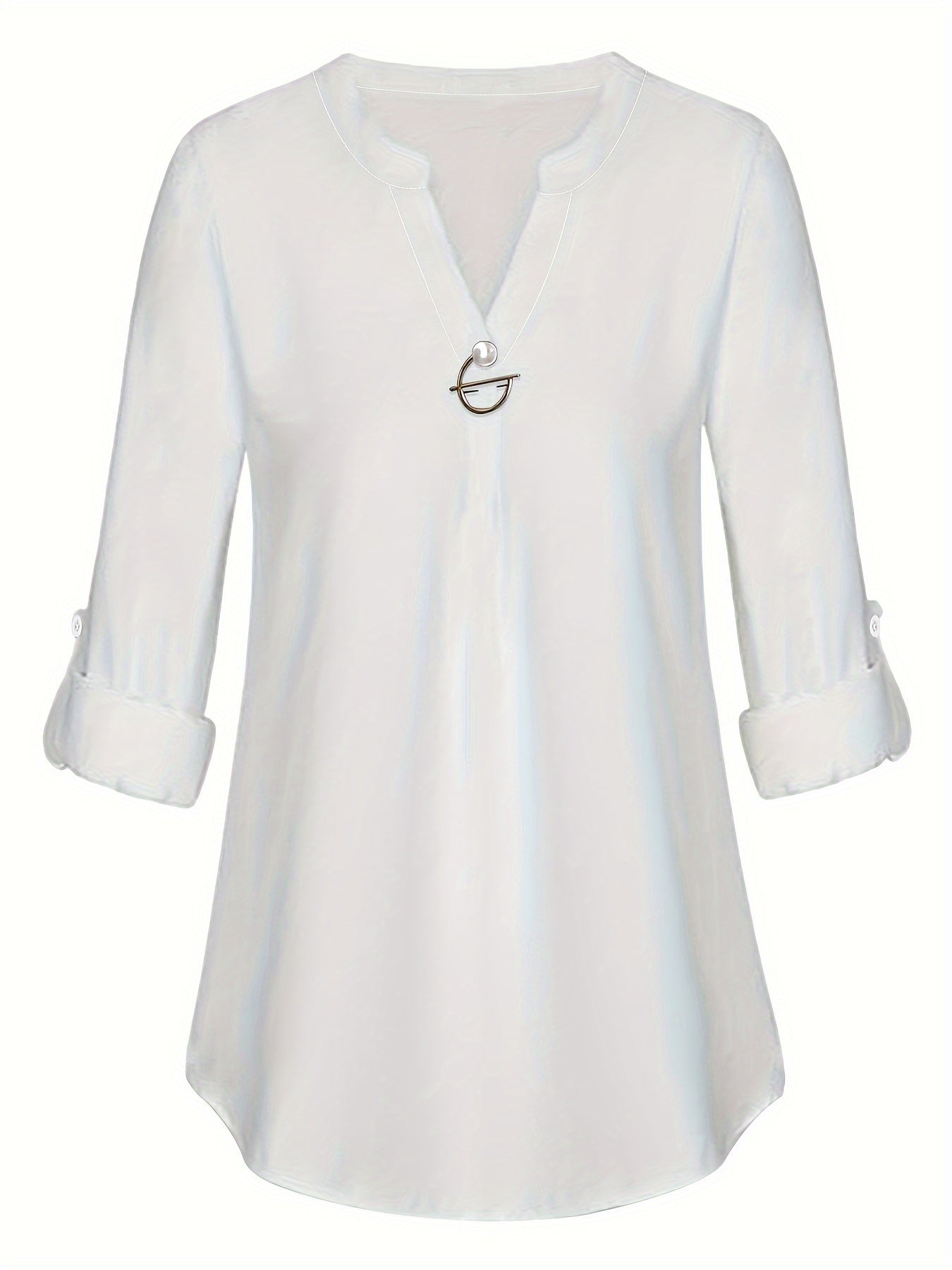 Women's Pearl Button Blouse - Long Sleeved Casual Versatile Top - The Eggy's store