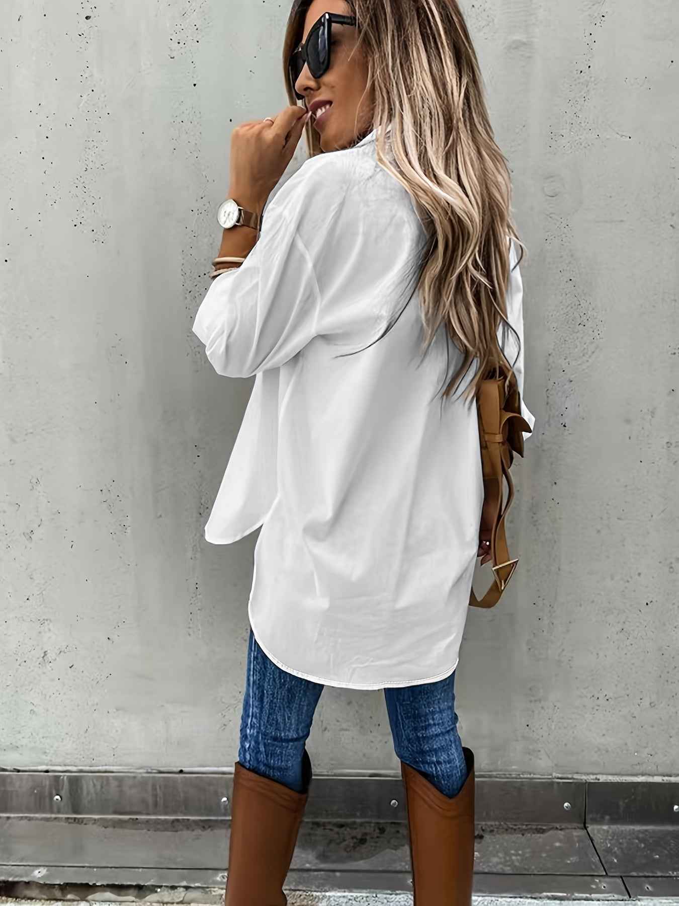 Simple Casual Long Sleeve Shirt With Pocket
