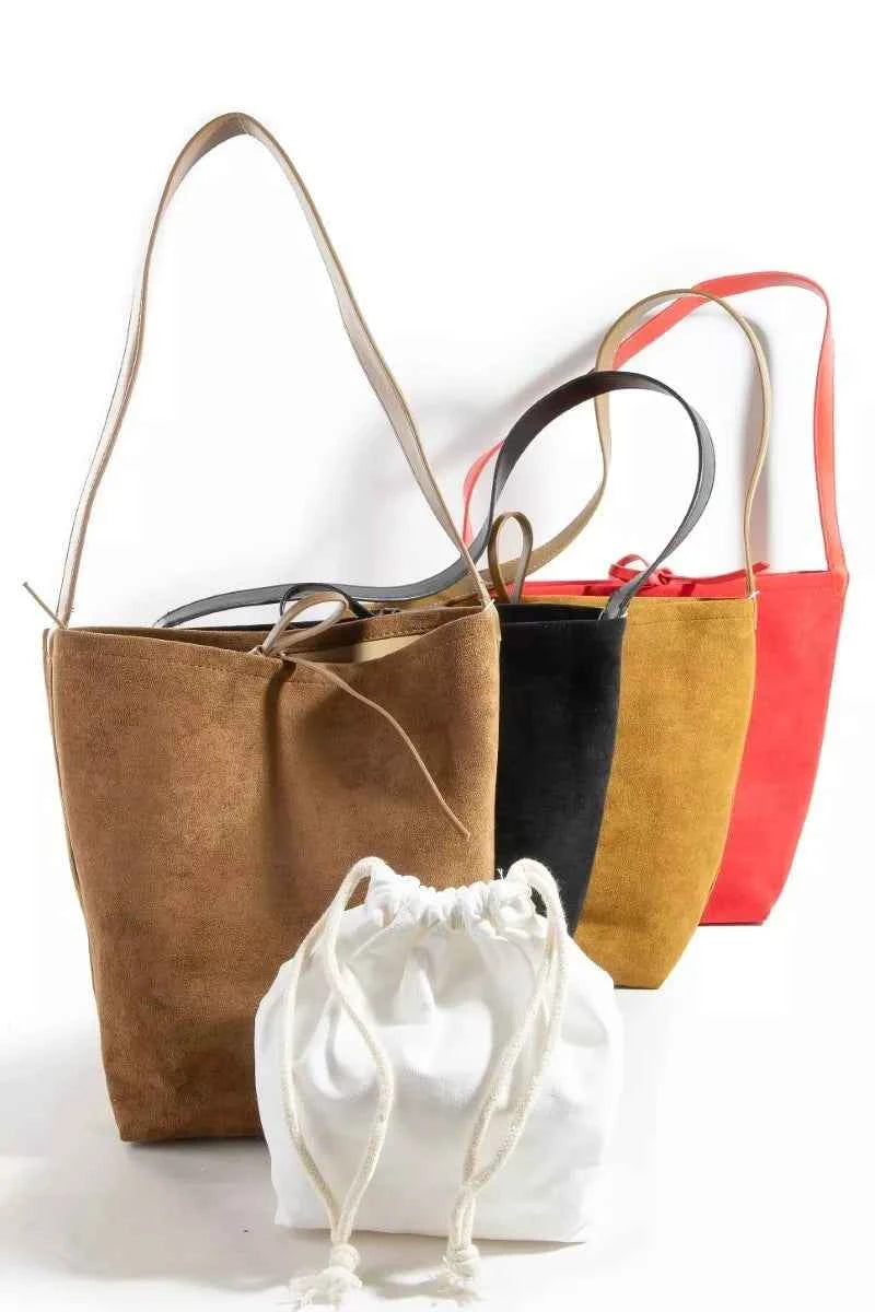 Fame Bucket Pouch Faux Suede Tote Bag