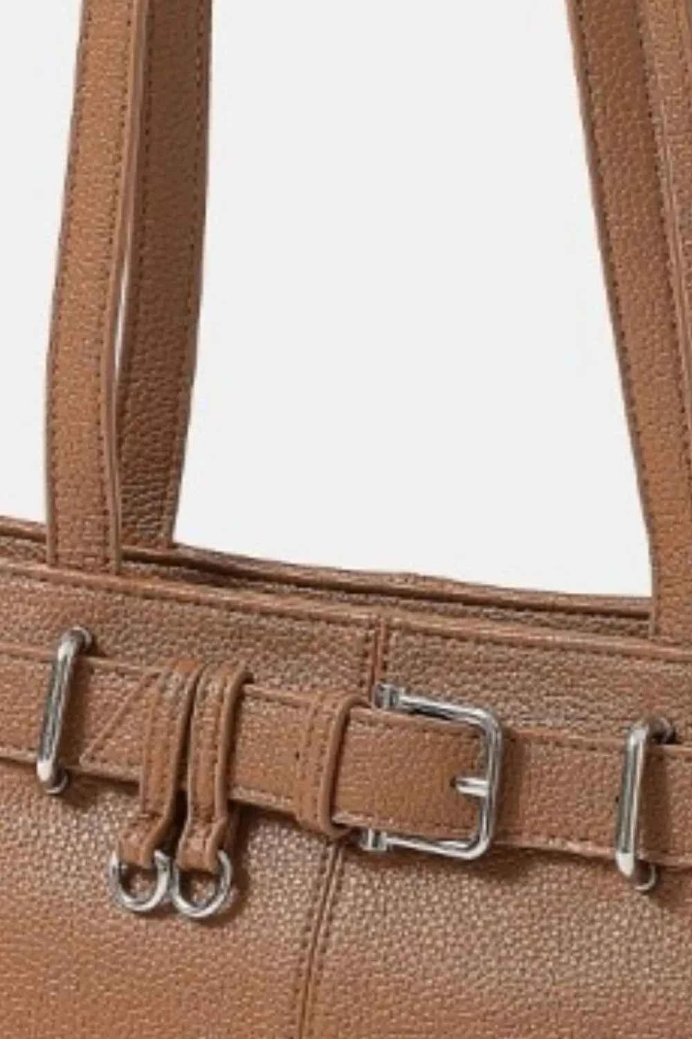Fame Belt Strap Textured Faux Leather Shoulder Bag