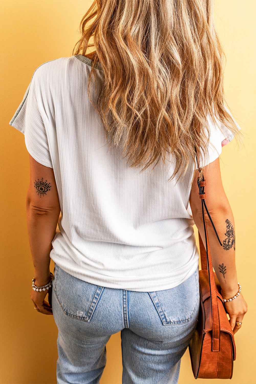 Julieta Ribbed Color Block Patchwork T-shirt