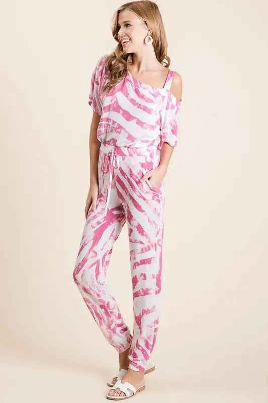 BiBi Zebra Print French Terry Top and Pants Set