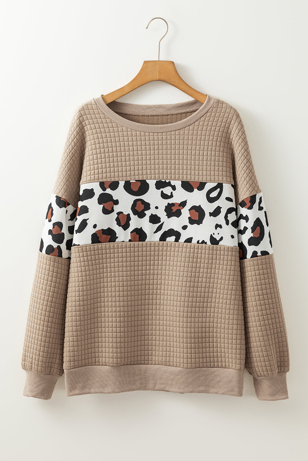 Parchment Leopard Quilted Patchwork Pullover women's r Sweatshirt - The Eggy's store